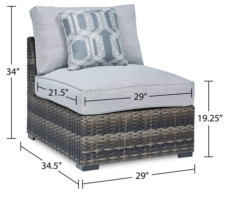 Lilo Outdoor Patio Set of 2 Armless Chairs - Resin Wicker & Nuvella Fabric , UV & Weather Resistant - Grey