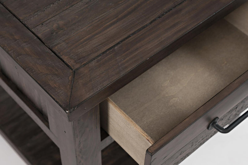 Morgan 24\" Rustic End Table with Storage and Shelf - Dark Brown with Reclaimed Wood