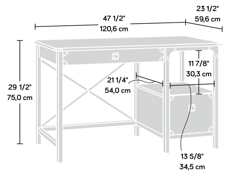Lewis 47.78\" Office Desk with 2-Drawers - Carbon Oak 