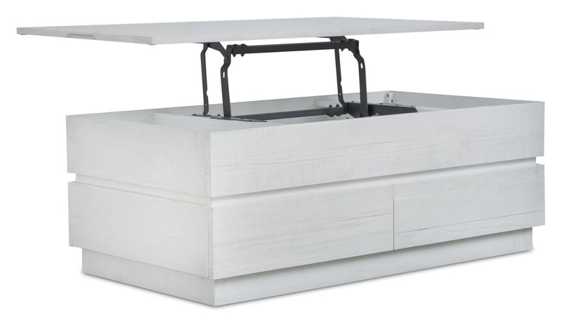 Emir 48\" Modern Lift Top Coffee Table with Storage - Alabaster White Wood