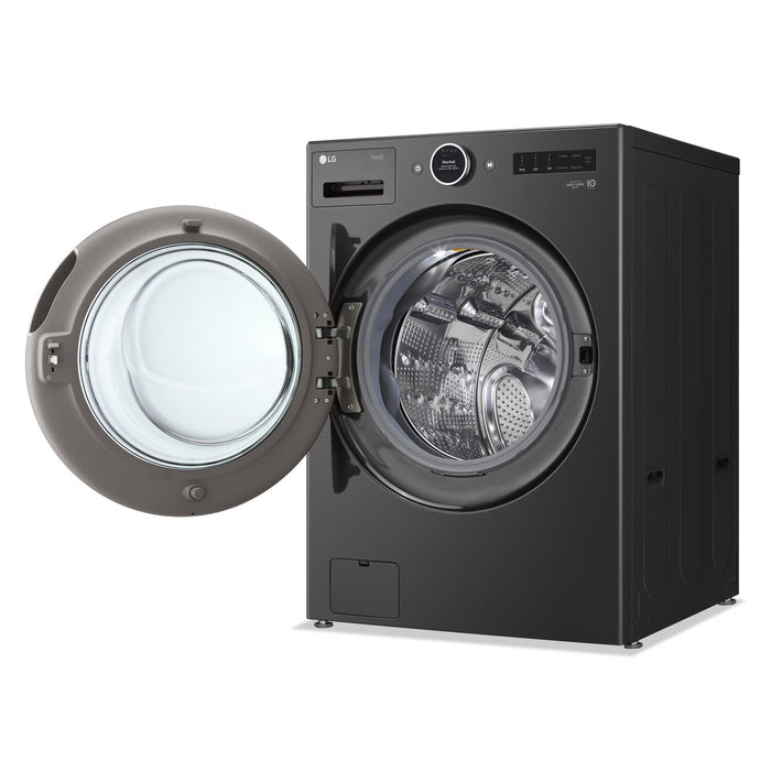 LG 5.8 Cu. Ft. Smart Front-Load High-Efficiency Steam Washer - Black Steel - Stackable - WM6700HBA