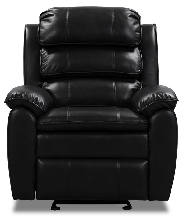 Adam 34.45\" Leather-Look Fabric Glider Reclining Chair - Black