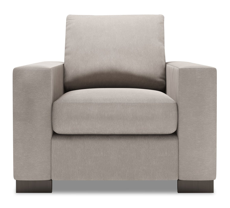 Made in Canada Sofa Lab Customizable Track 38\" Linen-Look Fabric Chair with Track Arms - Pax Slate Grey