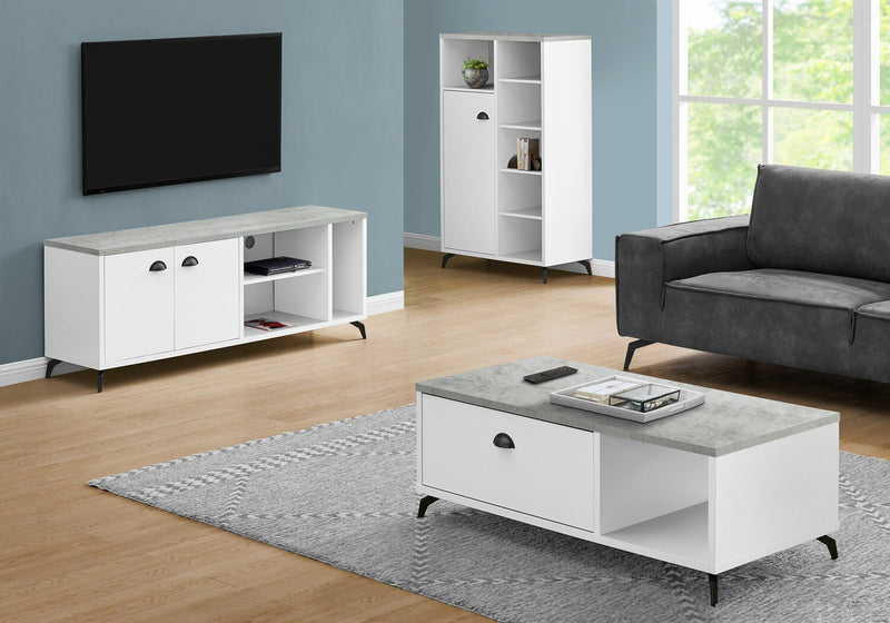 Cameron 60\" Modern TV Stand with Storage and Cable Management for TVs up to 65\"- White