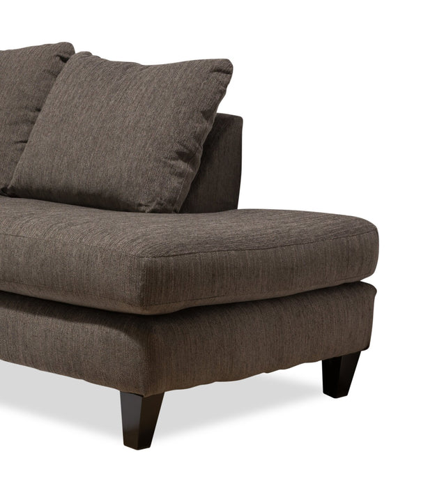 Made in Canada Nofia 2-Piece Right-Facing Chenille Fabric Sectional with  Accent Pillows and Wood Legs - Charcoal Grey