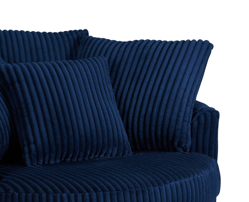 Made in Canada Grande 48\" Chenille Fabric Cuddler Accent Chair - Groove Midnight Blue