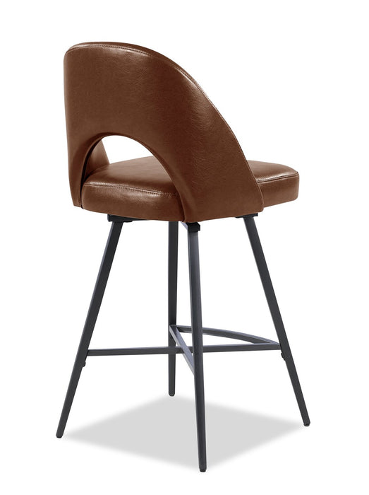 Elijah Counter-Height Stool with Swivel Seat & Vegan Leather Fabric, 26\"H, Metal - Brown