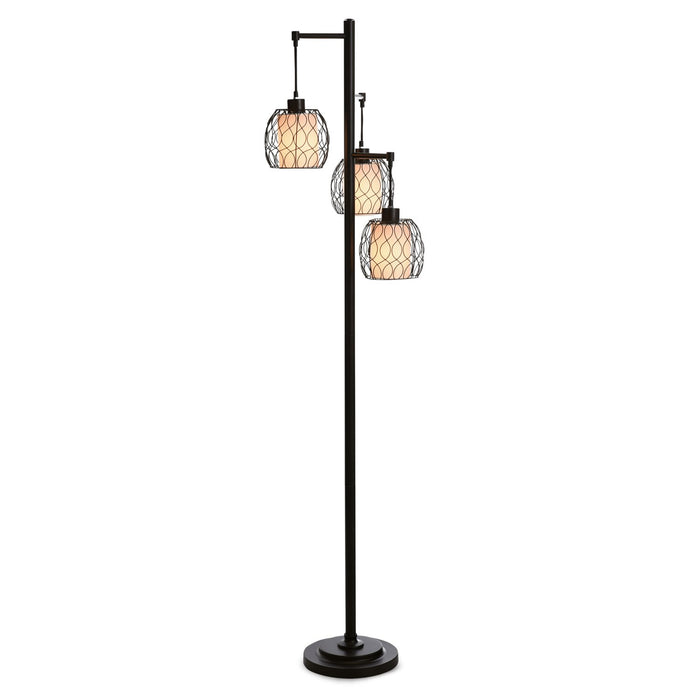 Delano 71.5\" Antiqued-Bronze with Black Wire Shade Floor Lamp 