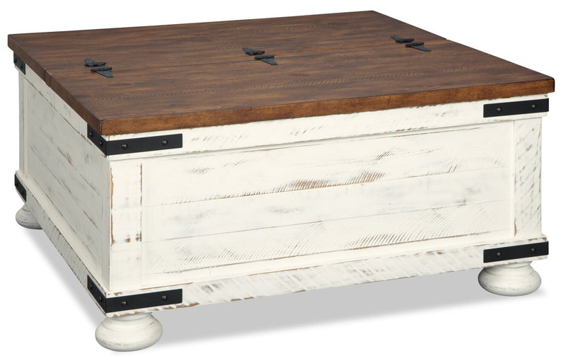 Benjy 36\" Rustic Coffee Table Trunk with Storage - Two Tone Wood
