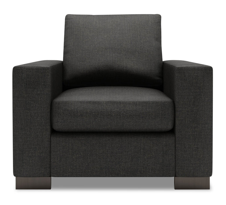Made in Canada Sofa Lab Customizable Track 38\" Linen-Look Fabric Chair with Track Arms - Luna Kohl Grey