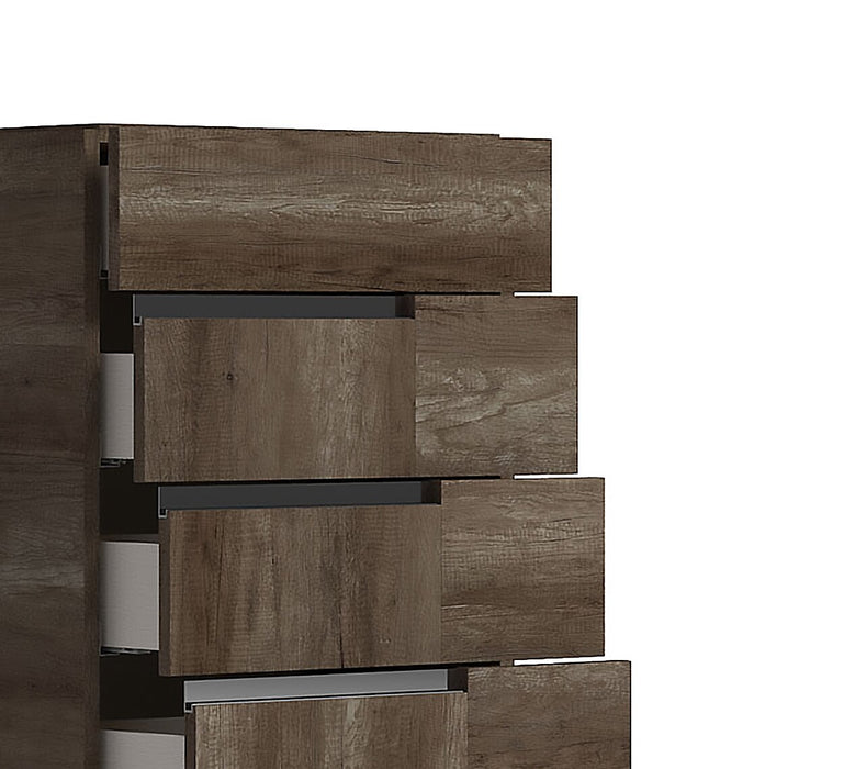 Gino Bedroom Chest of Drawers, 5-Drawer - Made in Italy, 25\"W x 49\"H, Modern - Brown