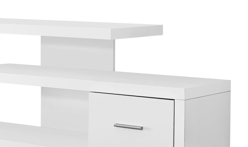 Rene 60\" Modern TV Stand with Storage and Cable Management for TVs up to 65\"- White