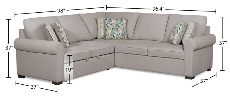Scott Living Haven 2-Piece Left-Facing Chenille Fabric Sleeper Sectional - Grey