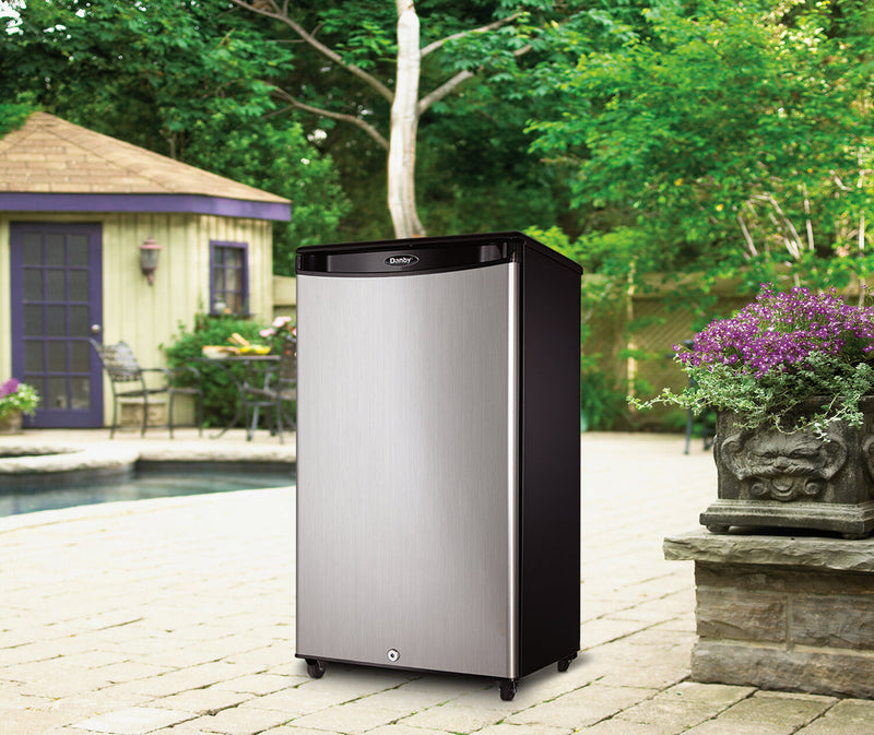 Danby 18.5\" 3.3 Cu. Ft. Single-Door Outdoor Mini Fridge - Spotless Steel - DAR033A1BSLDBO
