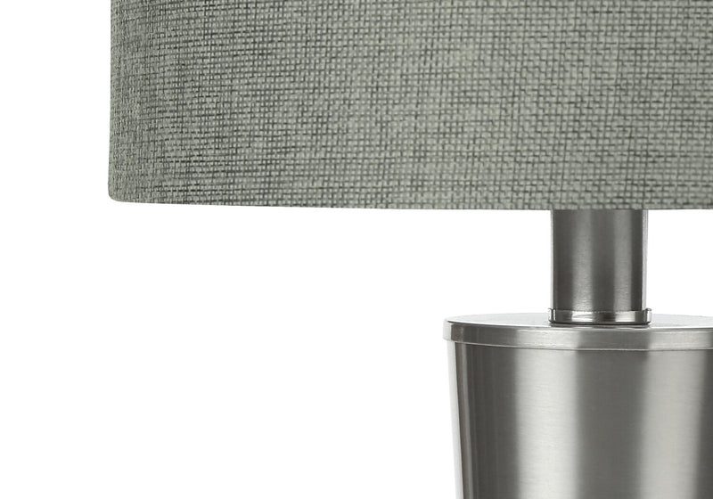 24\" Nickle Metal 2-Piece Set, with Two Table Lamps and USB Charging