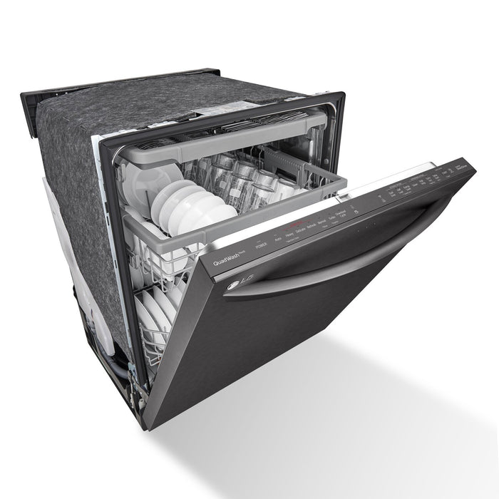 LG 24\" 46 dBA Built-In Top-Control Smart Dishwasher with QuadWash® - Smudge Proof Black Stainless Steel - LDTS5552D