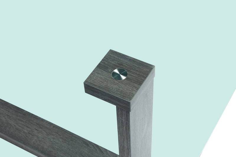 California 47.25\" Modern Glass Top Coffee Table - Distressed Grey 