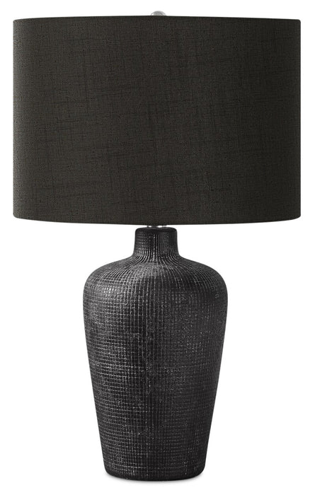 24\" Black Ceramic Textured Table Lamp