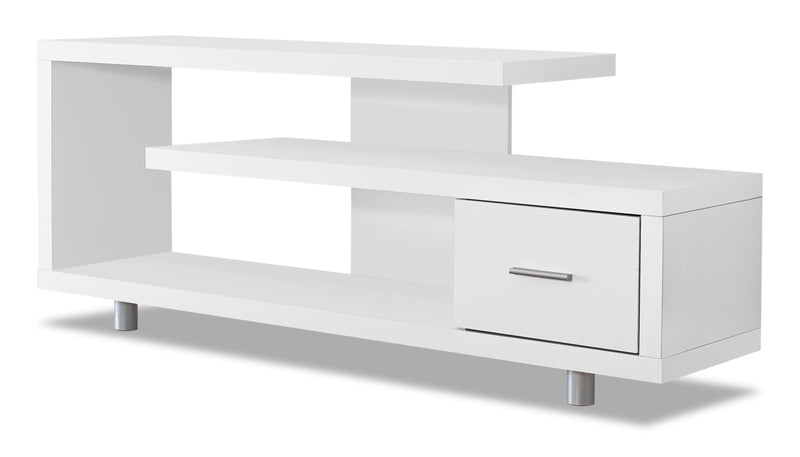 Rene 60\" Modern TV Stand with Storage and Cable Management for TVs up to 65\"- White