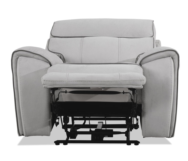 Cindy Crawford Home Newport 43\" Faux Suede Power Reclining Chair with Power Headrest - Grey