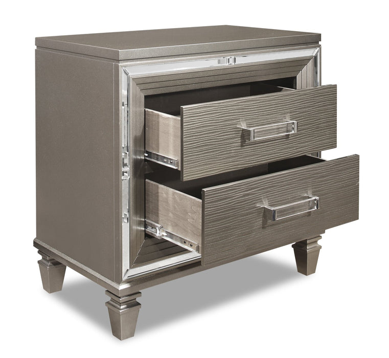 Max Bedside 2-Drawer Nightstand, 30\"W x 30\"H, Glam - Silver