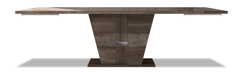 Gino Dining Table with 63-86\"W Extension - Made in Italy, Pedestal Base, Modern - Brown