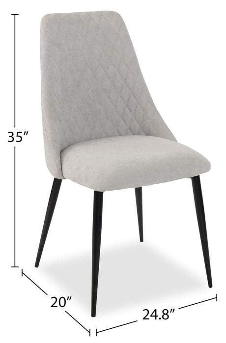 Miya Dining Chair with Polyester Fabric, Metal - Grey