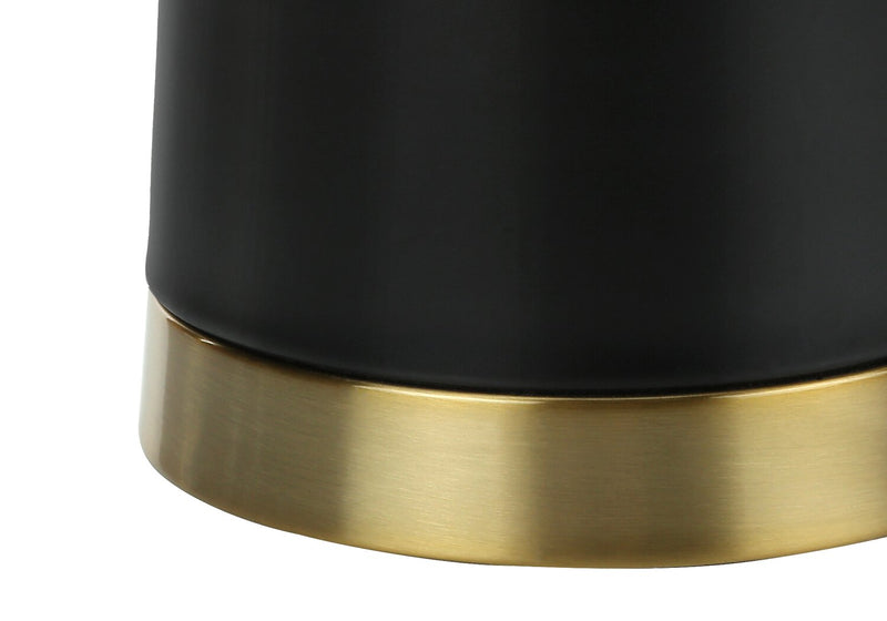 28\" Black and Gold Metal with Beige Drum Table Lamp