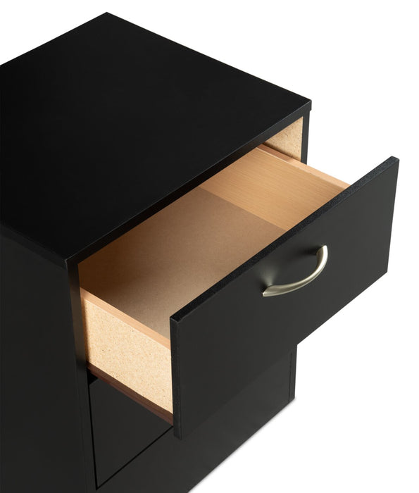 Arlo Bedside 2-Drawer Nightstand, 18.3\"W x 22\"H, Made in Canada - Black