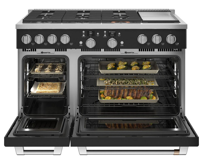 Cafe 8.25 Cu. Ft. Smart Dual Fuel Range with True European Convection and Self Clean Racks - Black - C2Y486P3TD1
