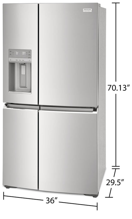 Frigidaire Gallery 36\" 21.5 Cu. Ft. Counter-Depth 4-Door Refrigerator - Smudge-Proof® Stainless Steel - GRQC2255BF