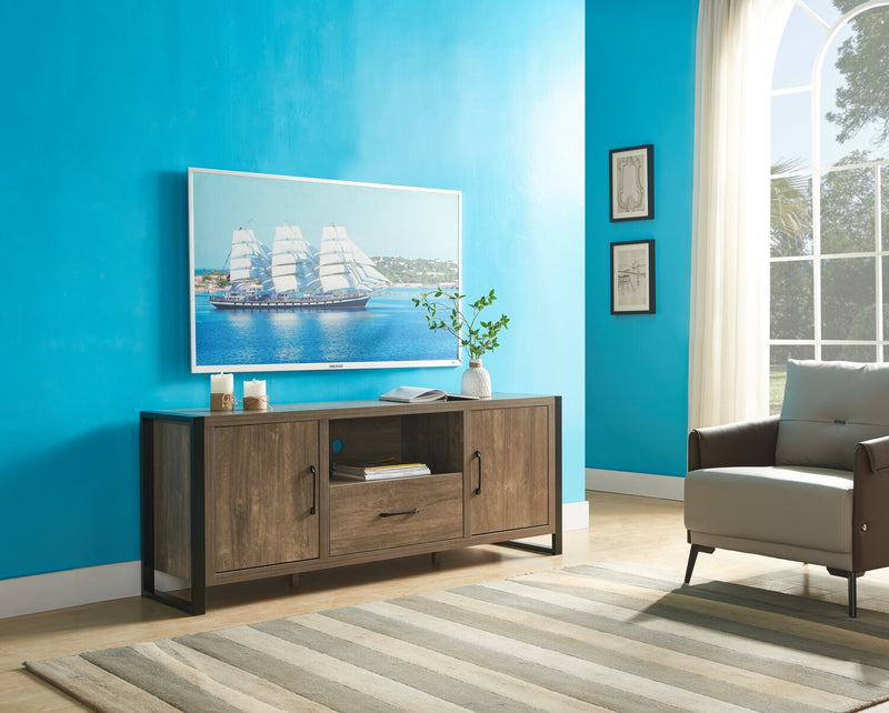 Alvin 64\" Modern TV Stand with Storage and Cable Management for TVs up to 70\"- Hazelnut