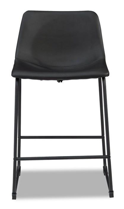 Cole Counter-Height Stool with Vegan Leather Fabric, Metal - Black