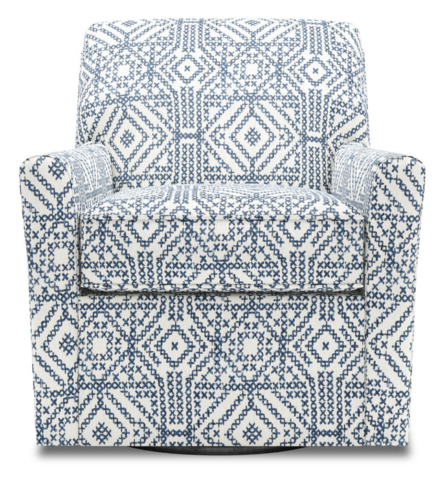 Made in Canada Sofa Lab Customizable Swivel 31\" Fabric Accent Chair - Ink Multicolour