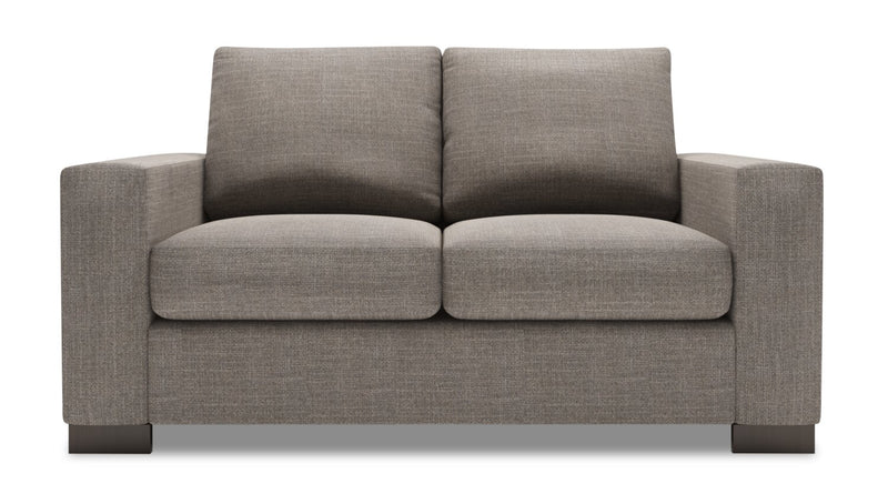 Made in Canada Customizable Sofa Lab Track  62\" Linen-Look Fabric Loveseat with Track Arms - Luna Smoke Grey