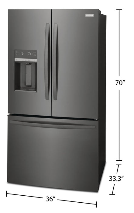 Frigidaire 36\" 27.8 Cu. Ft. Standard-Depth French-Door Refrigerator - Black Stainless Steel - FRFS2823AD