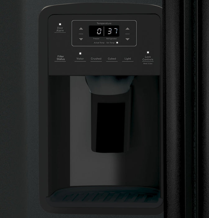 GE 33\" 23.2 Cu. Ft. Side-by-Side Refrigerator - Black - GSS23GGPBB