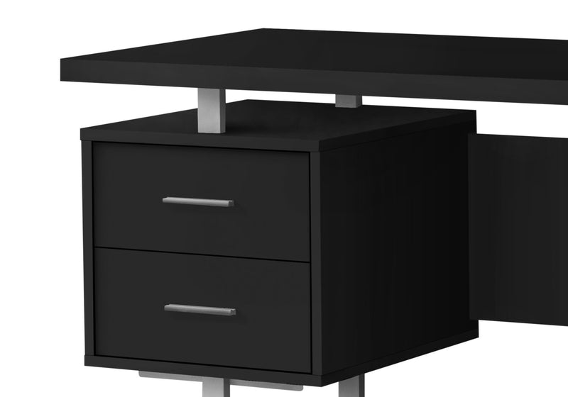 Teagan 60\" Reversible Office Desk with 3-Drawers - Black