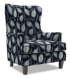 Made in Canada Sofa Lab Customizable Wingback 32\" Fabric Accent Chair - Midnight Multicolour