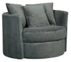 Made in Canada Midi 42\" Chenille Fabric Swivel Cuddler Accent Chair - Plush Thunder Grey