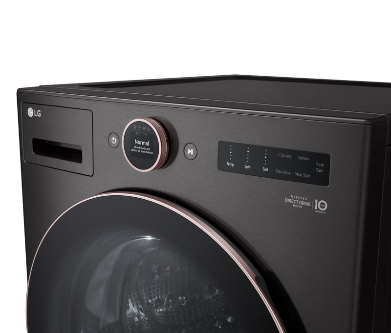 LG 5.8 Cu. Ft. Smart Front-Load High-Efficiency Steam Washer - Black Steel - Stackable - WM6500HBA