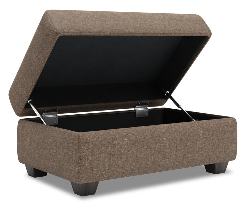 Made in Canada Customizable Sofa Lab The Trunk 39\" Linen-Look Fabric Storage Ottoman - Luna Praline Brown