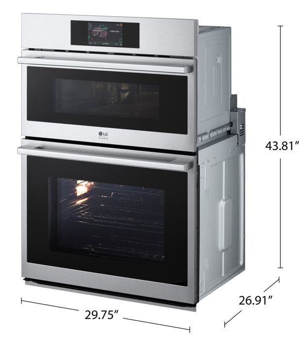 LG Studio 30\" 6.4 Cu. Ft. Electric Combination Wall Oven with True Convection - Smudge Proof Stainless Steel - WCES6428F