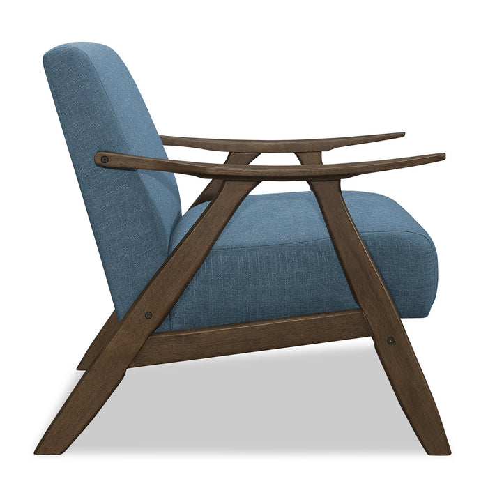 Kyra 28.5\" Linen-Look Fabric Accent Chair with Curved Arms and Wood Frame - Blue