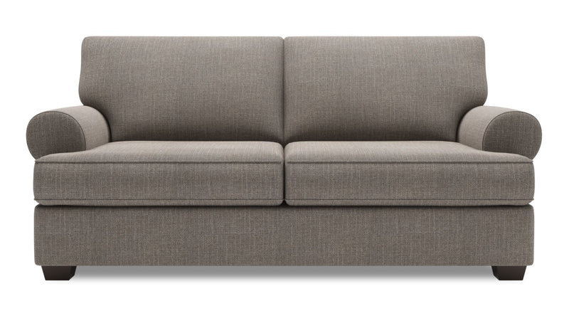 Made in Canada Customizable Sofa Lab Roll 76\" Linen-Look Fabric Condo Size Sofa with Rolled Arms - Luna Smoke Grey