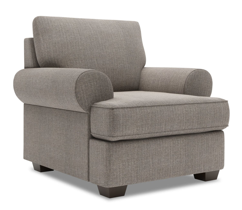 Made in Canada Sofa Lab Customizable Roll 42\" Linen-Look Fabric Chair with Rolled Arms - Luna Smoke Grey
