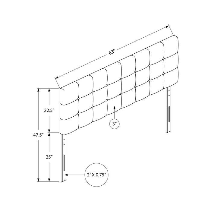 Estel Upholstered Headboard in White Vegan Leather Fabric, Button Tufted - Queen Size