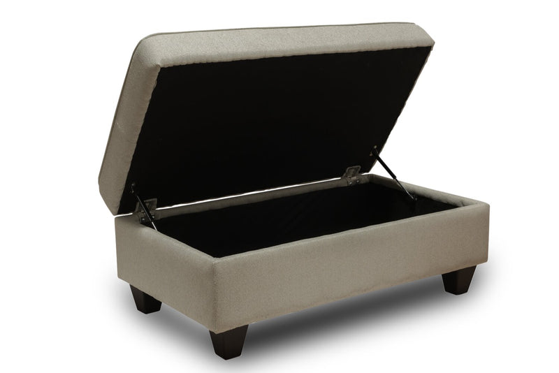 Made in Canada Scarlett 26\" Chenille Fabric Ottoman - Ecru Beige