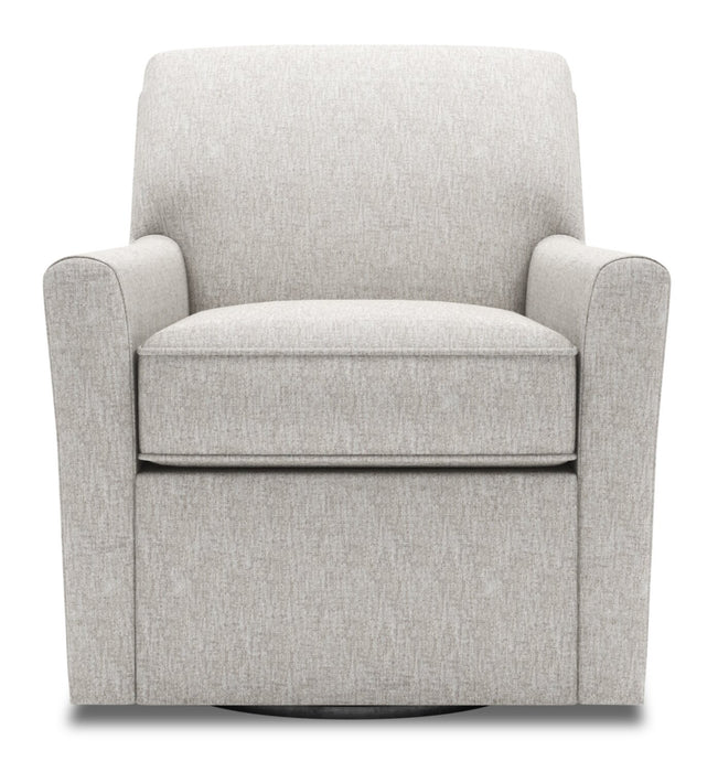 Made in Canada Sofa Lab Customizable Swivel 31\" Fabric Accent Chair - Luxury Silver