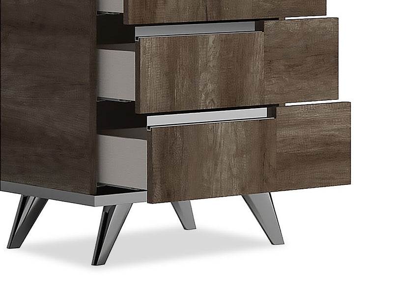 Gino Bedroom Chest of Drawers, 5-Drawer - Made in Italy, 25\"W x 49\"H, Modern - Brown